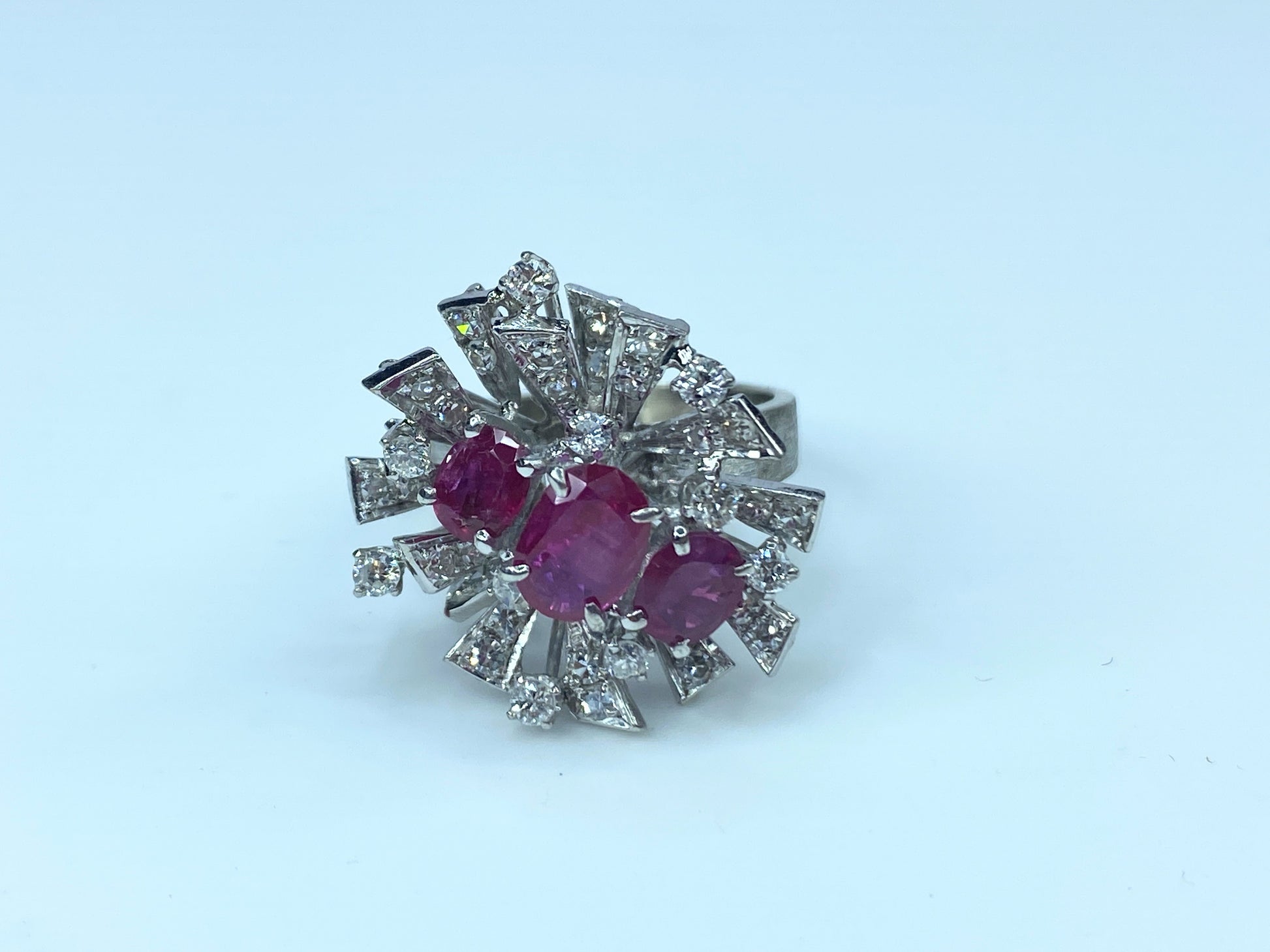 Appraised 5,195 14K gold 2.0ct Ruby 1.0ct G/Si Diamond ring