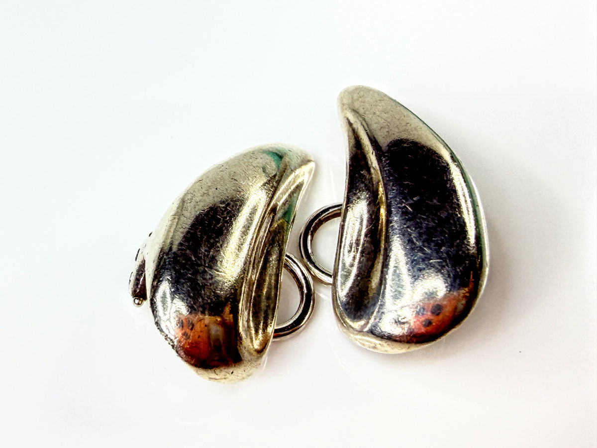 Tiffany & Co Elsa Peretti Sterling Teardrop Clip Earrings Pouch 5.5g JR2177