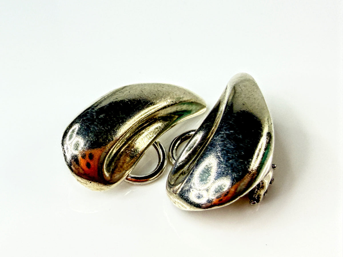 Tiffany & Co Elsa Peretti Sterling Teardrop Clip Earrings Pouch 5.5g JR2177