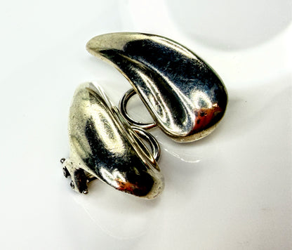 Tiffany & Co Elsa Peretti Sterling Teardrop Clip Earrings Pouch 5.5g JR2177