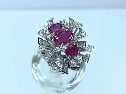 Appraised 5,195 14K gold 2.0ct Ruby 1.0ct G/Si Diamond ring