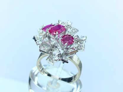 Appraised 5,195 14K gold 2.0ct Ruby 1.0ct G/Si Diamond ring