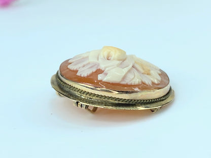 Edwardian 14K Yellow Frame Shell Cameo Carved Flower Bouquet brooch 3.4g JR96782 14K yellow gold Carved Flower Bouquet shell Cameo brooch 3.4g JR9682