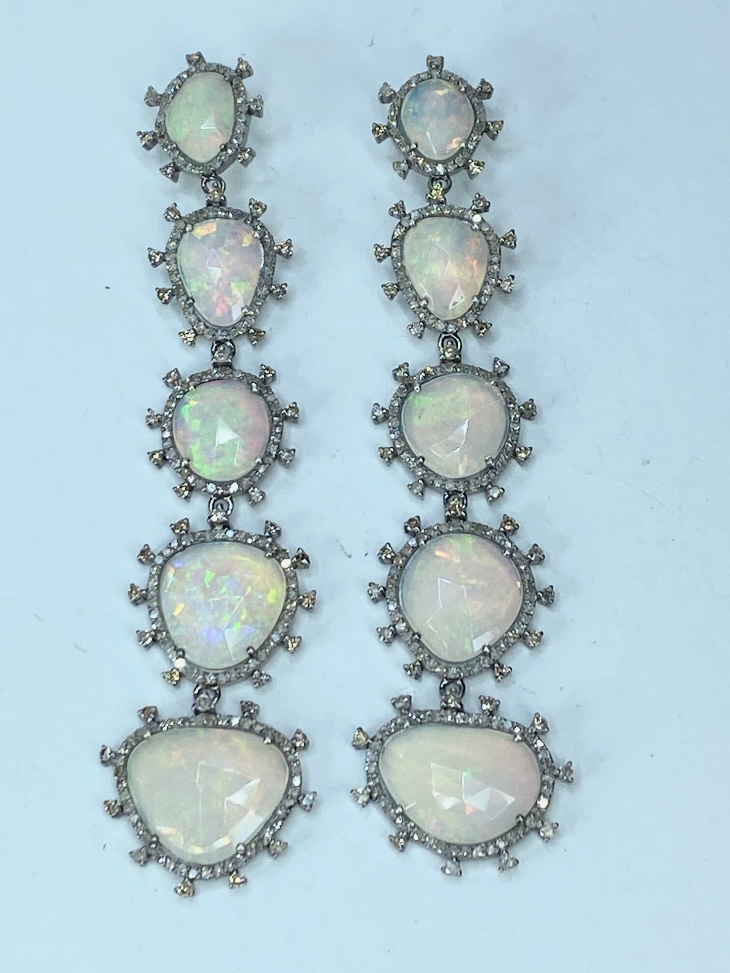 GIA appraised $3,395 natural Opal 4.0ct Diamonds earrings 3.25" 20.6g