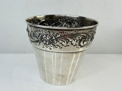 Vintage Sterling Silver Repousse Floral Cachepot Planter SS212