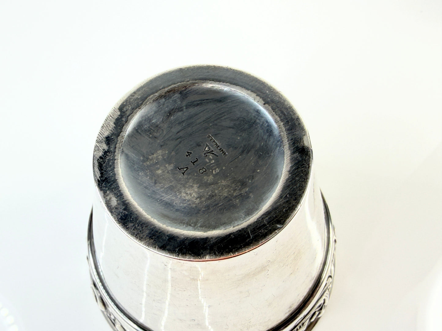 Vintage Sterling Silver Repousse Floral Cachepot Planter SS212