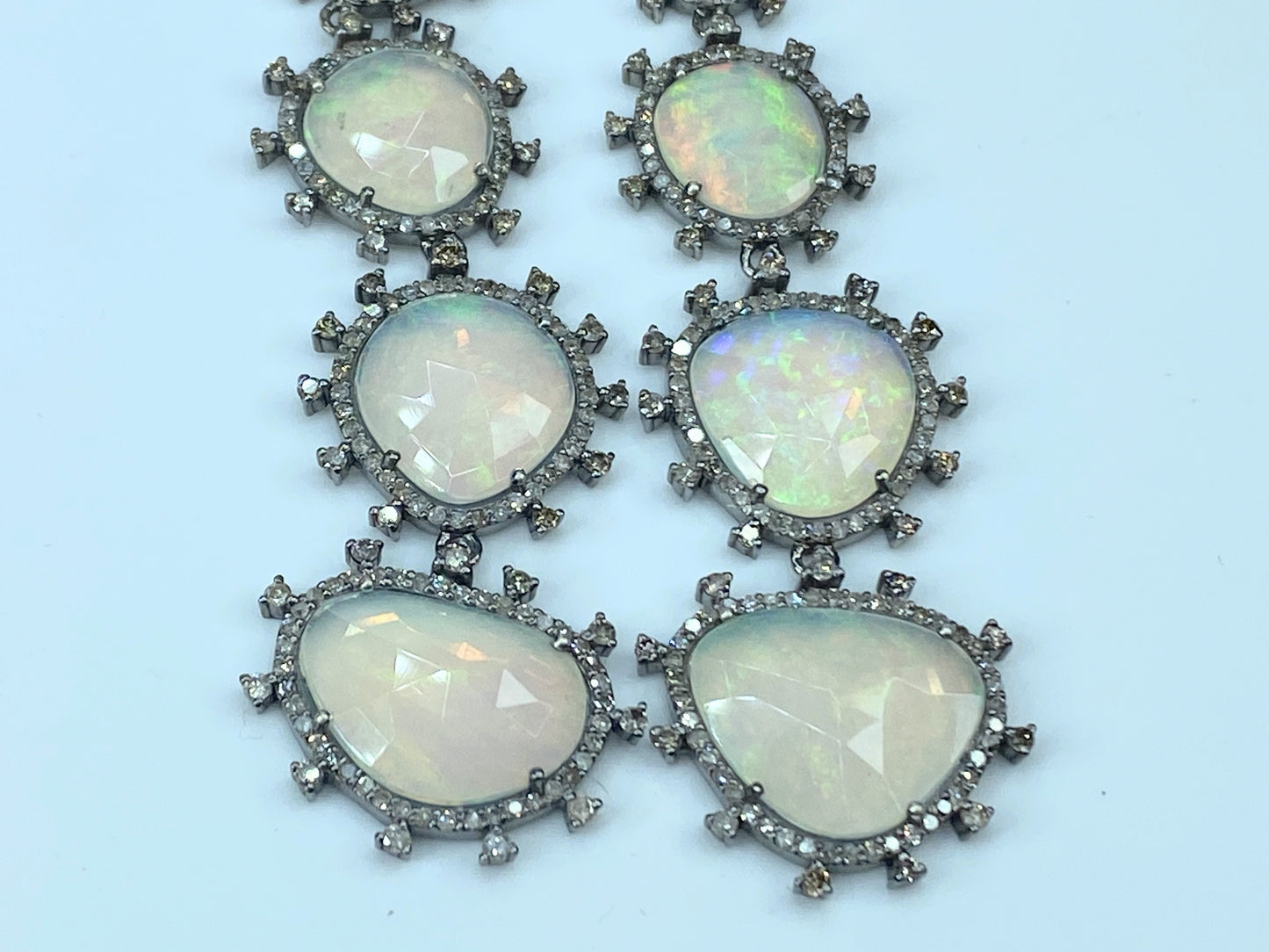 GIA appraised $3,395 natural Opal 4.0ct Diamonds earrings 3.25" 20.6g