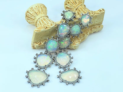 GIA appraised $3,395 natural Opal 4.0ct Diamonds earrings 3.25" 20.6g