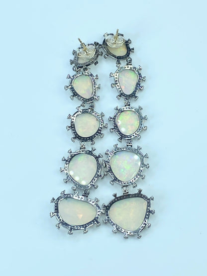 GIA appraised $3,395 natural Opal 4.0ct Diamonds earrings 3.25" 20.6g