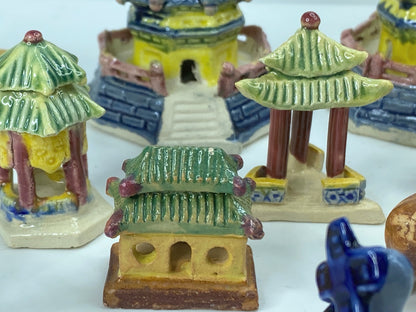 Vintage/new 16 pcs Collection of Japanese Ceramics bonsai ornaments A348