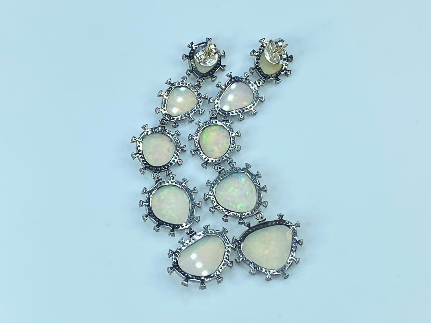 GIA appraised $3,395 natural Opal 4.0ct Diamonds earrings 3.25" 20.6g