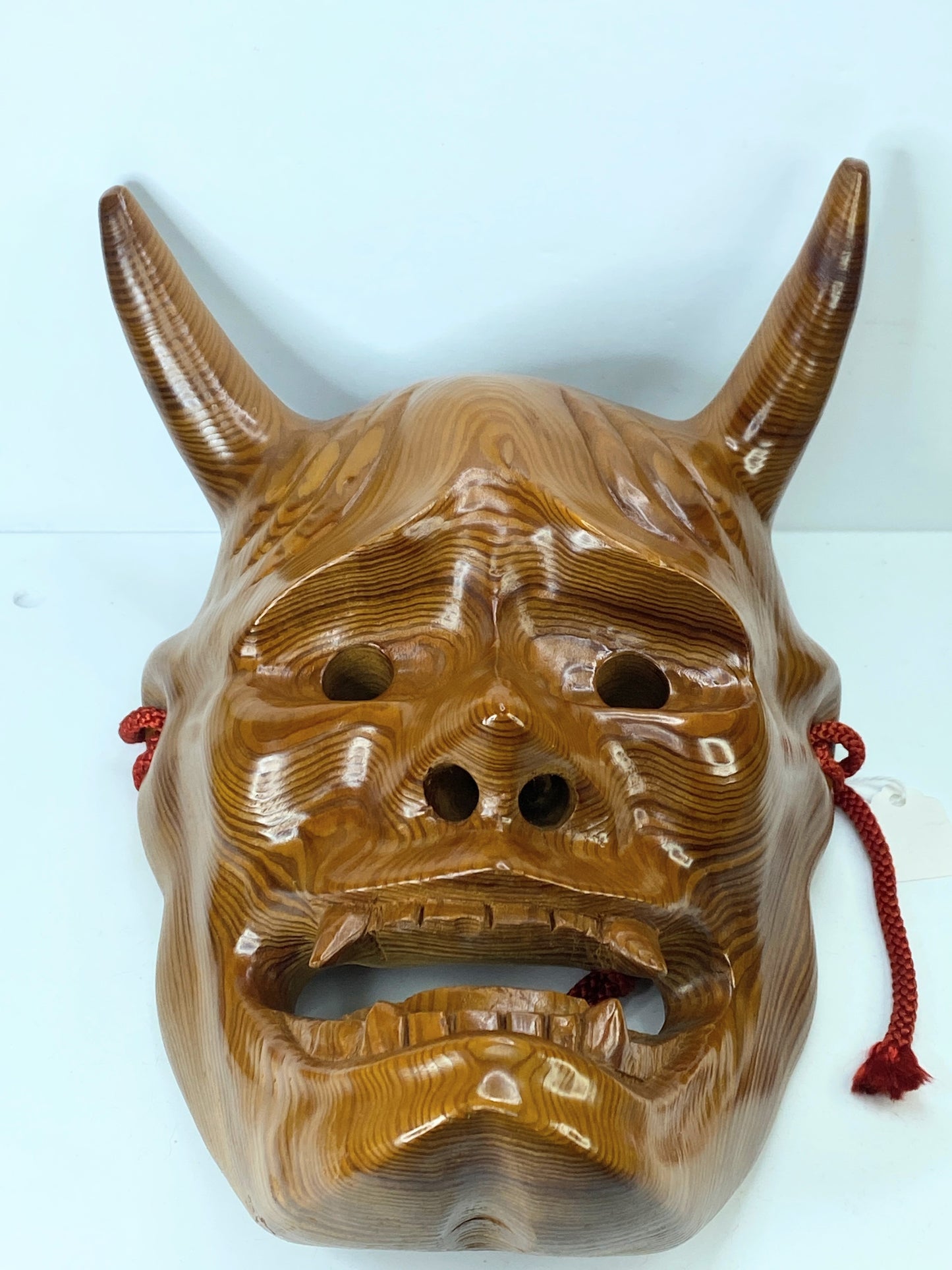 Japanese Wooden Mask Hannya Demon Ogre Kagura Kabuki Title "Hell so Sweet" A349