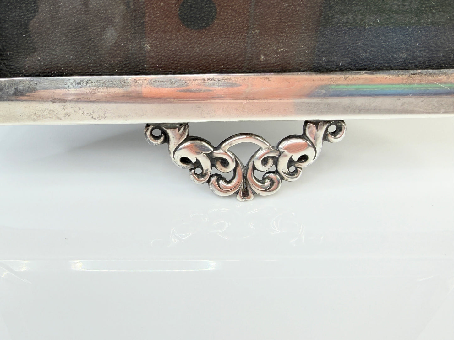 Vintage Sterling Silver Ornate Picture Frame Velvet Back 7.5" SS215