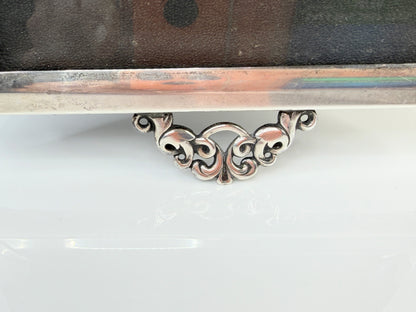 Vintage Sterling Silver Ornate Picture Frame Velvet Back 7.5" SS215