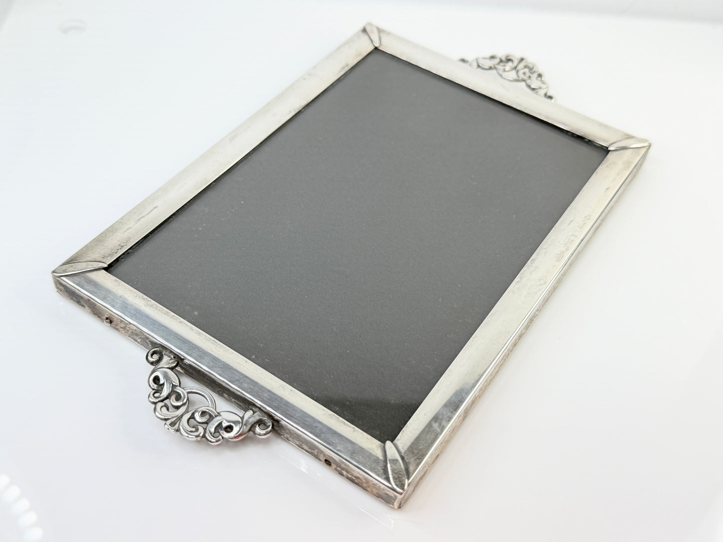 Vintage Sterling Silver Ornate Picture Frame Velvet Back 7.5" SS215