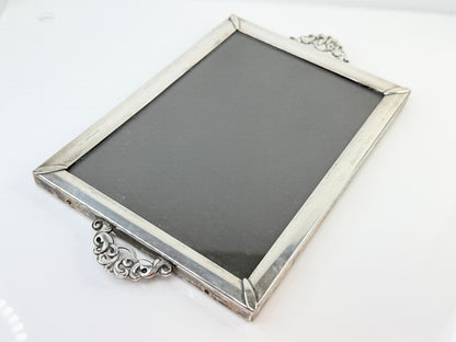 Vintage Sterling Silver Ornate Picture Frame Velvet Back 7.5" SS215