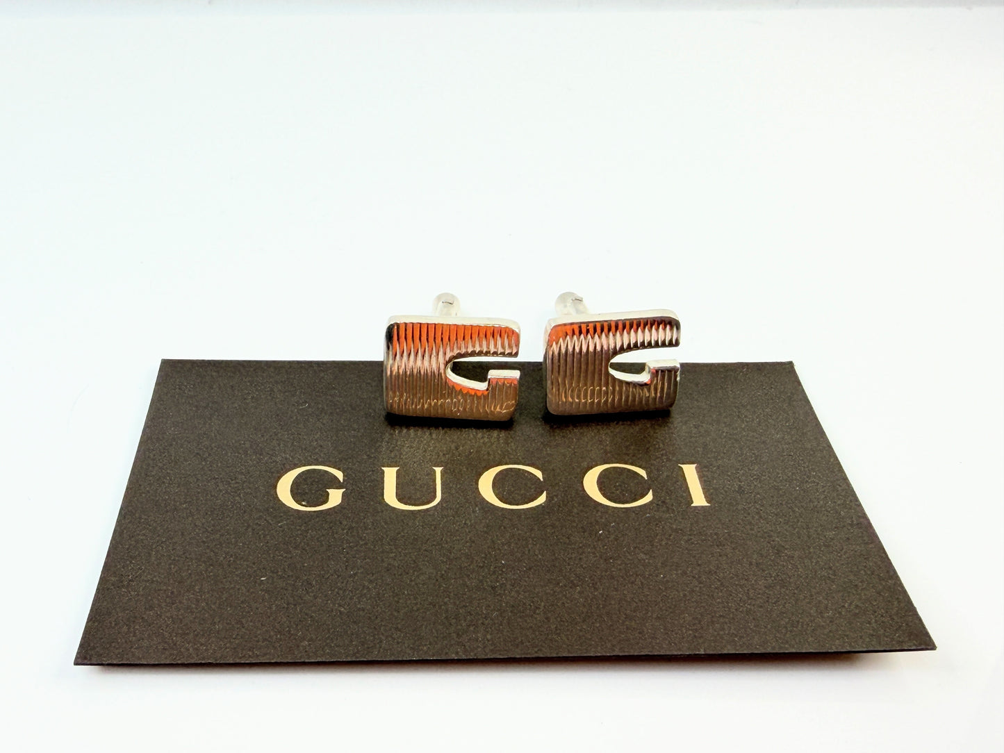 Vintage Gucci Sterling Silver GG Cufflinks Italy 17mm SS216