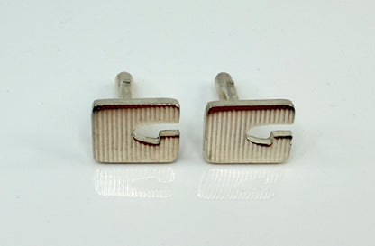 Vintage Gucci Sterling Silver GG Cufflinks Italy 17mm SS216