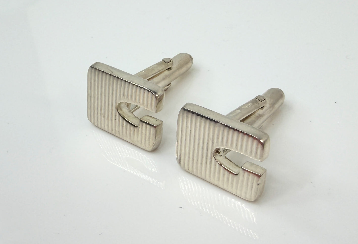Vintage Gucci Sterling Silver GG Cufflinks Italy 17mm SS216