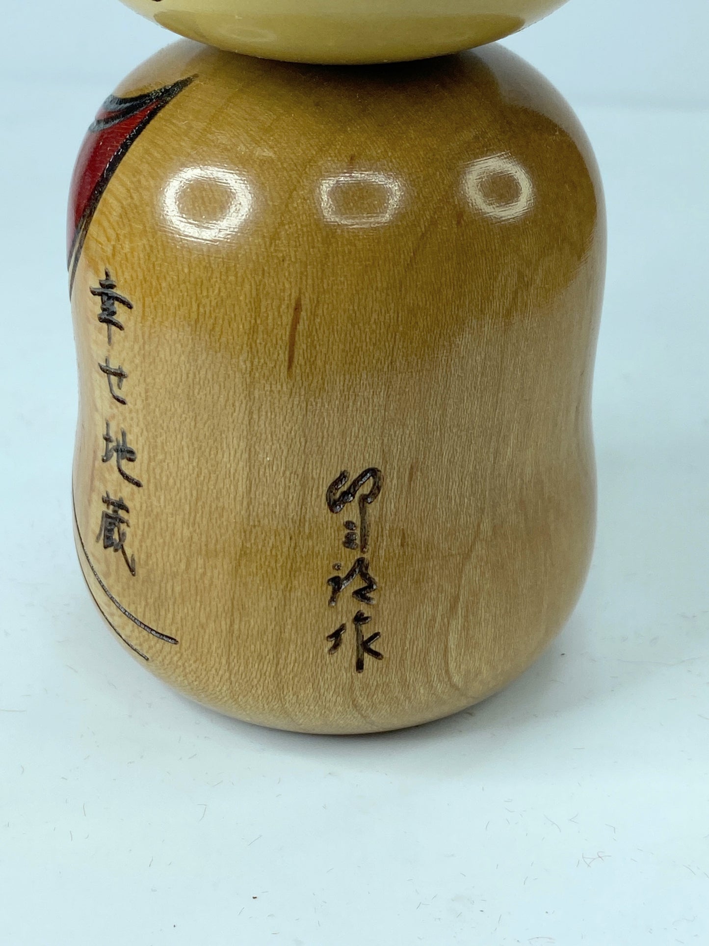 Usaburo Happy Jizo Original Kokeshi Wooden Doll 12.5 x 5.5cm Craftwork box A350
