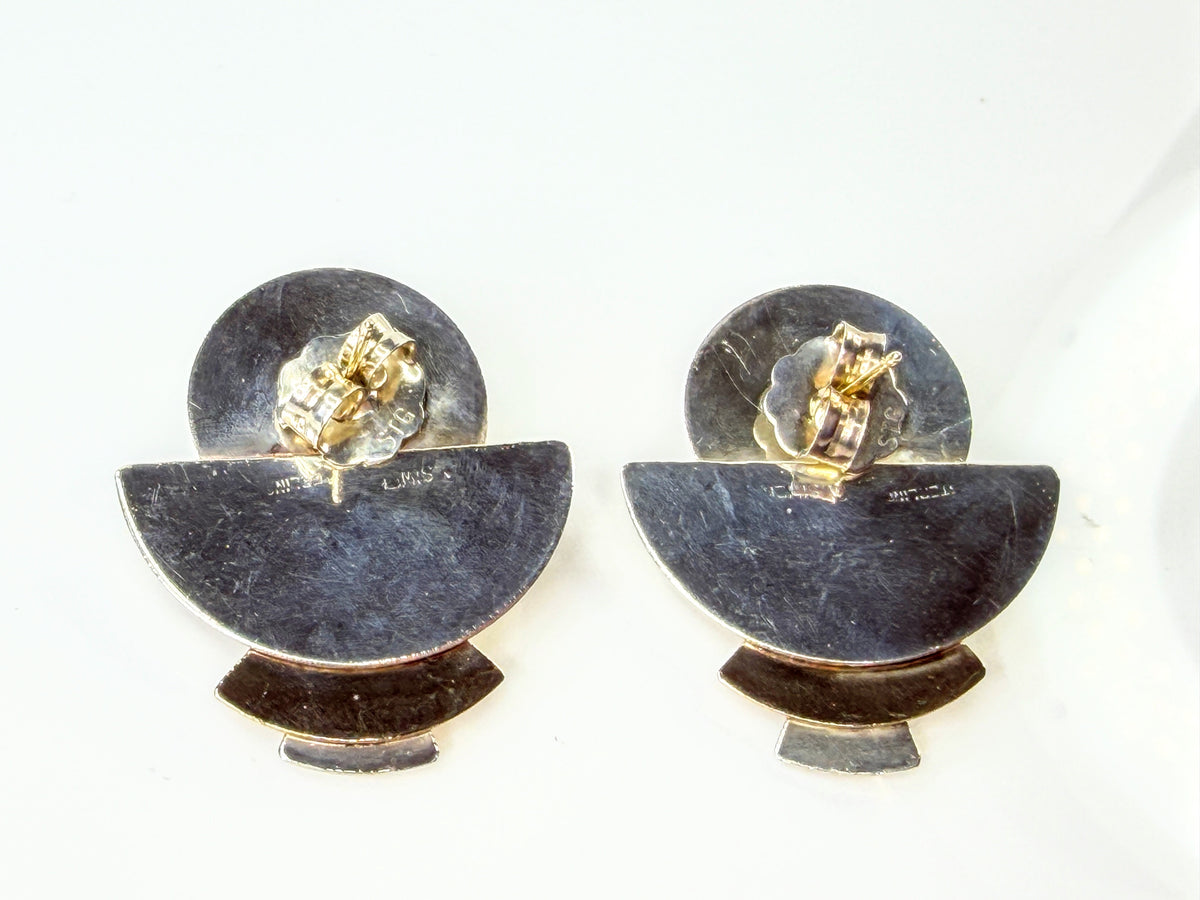 Renown Arlene Siwek Sterling 14K Mabe Pearl Ruby Amethyst Brooch Earrings JR2181
