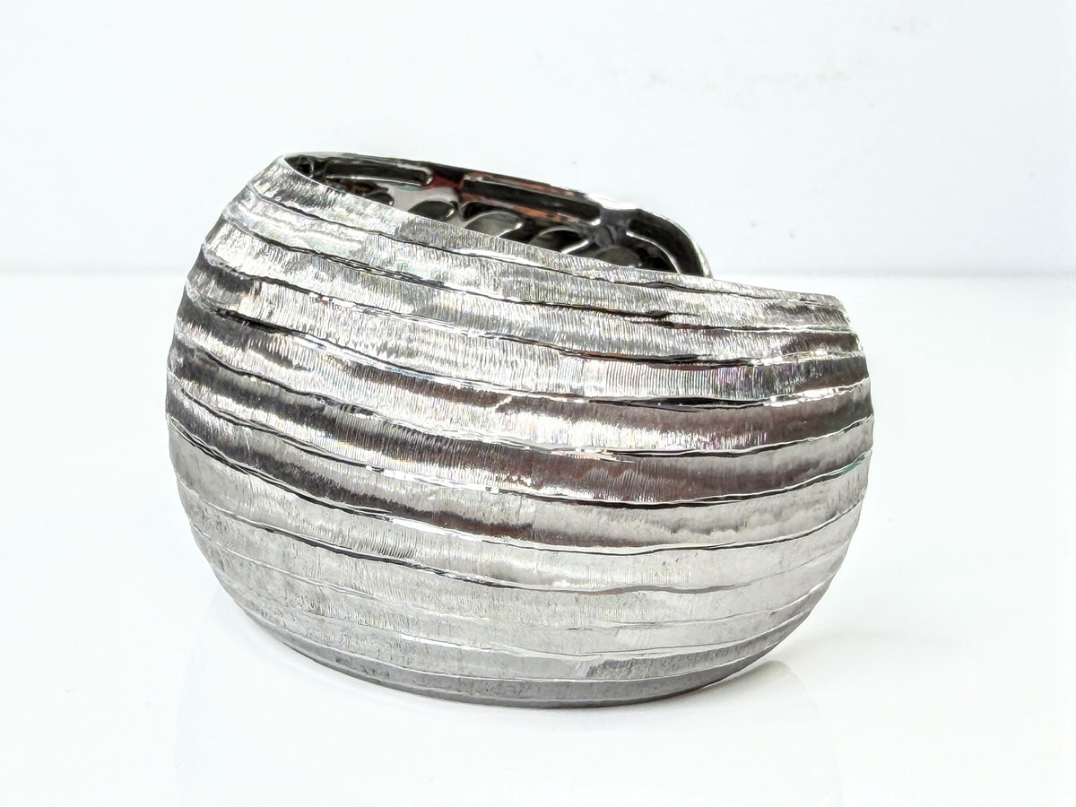 Roberto Coin The Fifth Season Wide Textured Sterling Silver Cuff 6.5" 54g JR2182