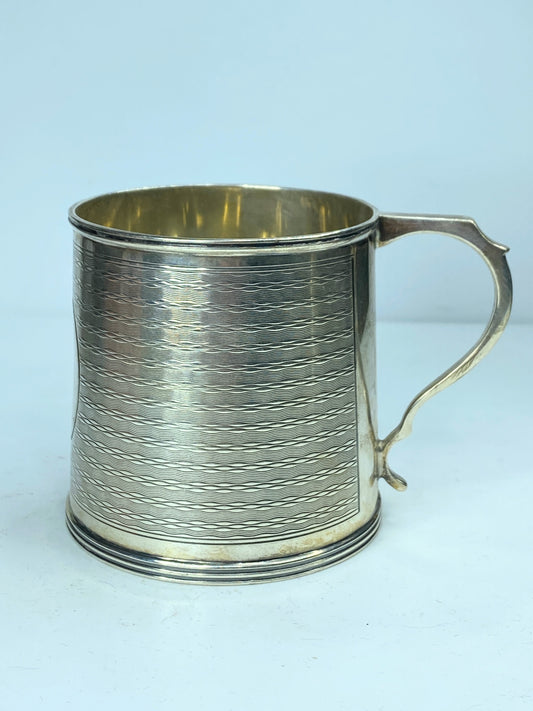 Scottish 1929 Hallmark sterling Christening Mug Tankard Edinburgh Art Deco SS92