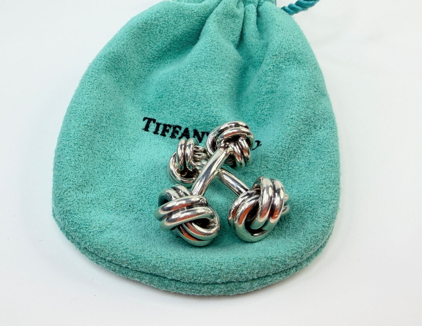 Vintage Tiffany Co Sterling Silver Love Knot Cufflinks 13mm SS218