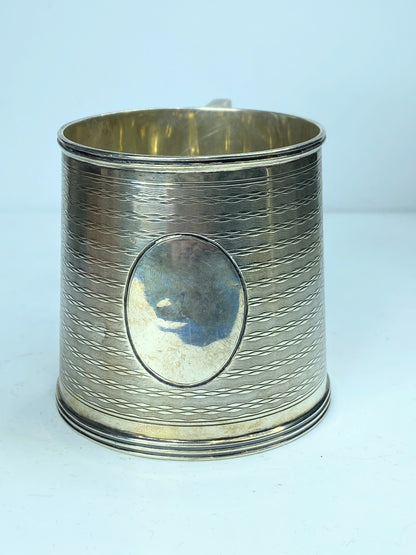 Scottish 1929 Hallmark sterling Christening Mug Tankard Edinburgh Art Deco SS92