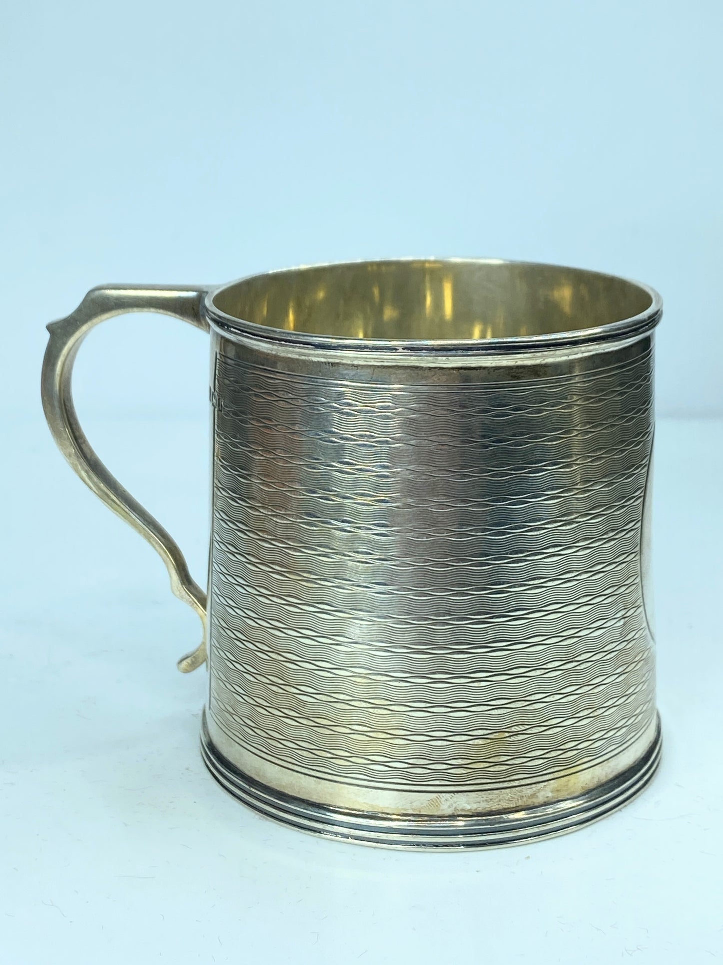 Scottish 1929 Hallmark sterling Christening Mug Tankard Edinburgh Art Deco SS92