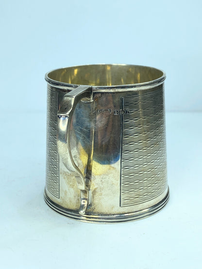 Scottish 1929 Hallmark sterling Christening Mug Tankard Edinburgh Art Deco SS92