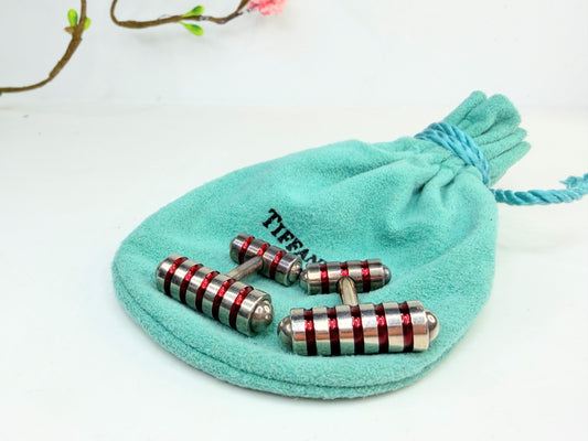 Retired Tiffany & Co Paloma Picasso Sterling Red Enamel Cuff Links SS219