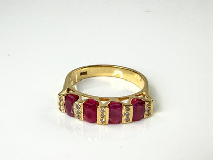Vintage 18K gold 1.65ct Ruby Diamond Architectural Band Ring 7.3g s11.75 JR2184