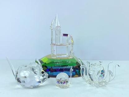 Octopus, a large mouse, a snail and an enchanted castle Crystal set of four S133