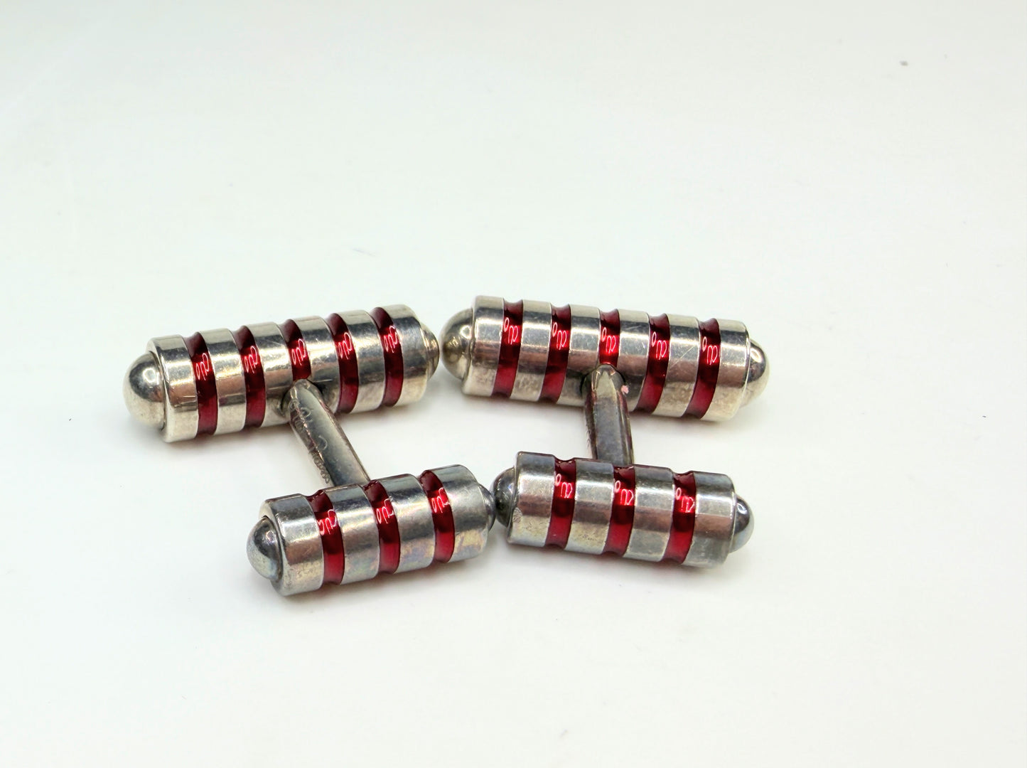Retired Tiffany & Co Paloma Picasso Sterling Red Enamel Cuff Links SS219