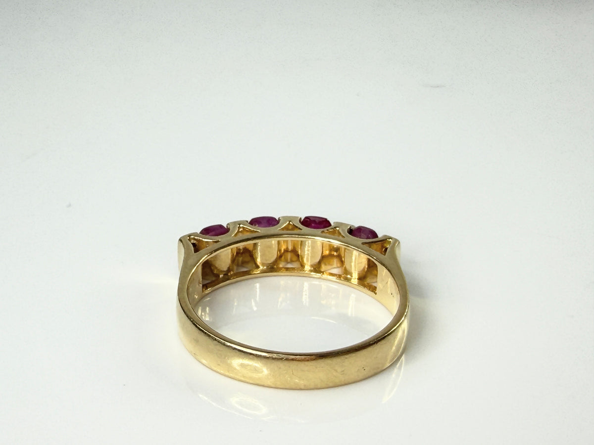 Vintage 18K gold 1.65ct Ruby Diamond Architectural Band Ring 7.3g s11.75 JR2184