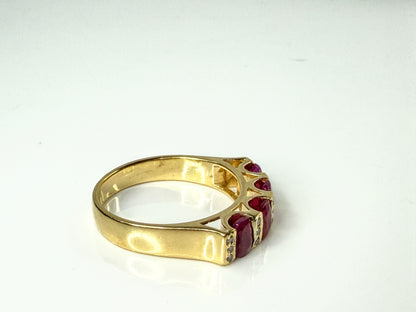 Vintage 18K gold 1.65ct Ruby Diamond Architectural Band Ring 7.3g s11.75 JR2184