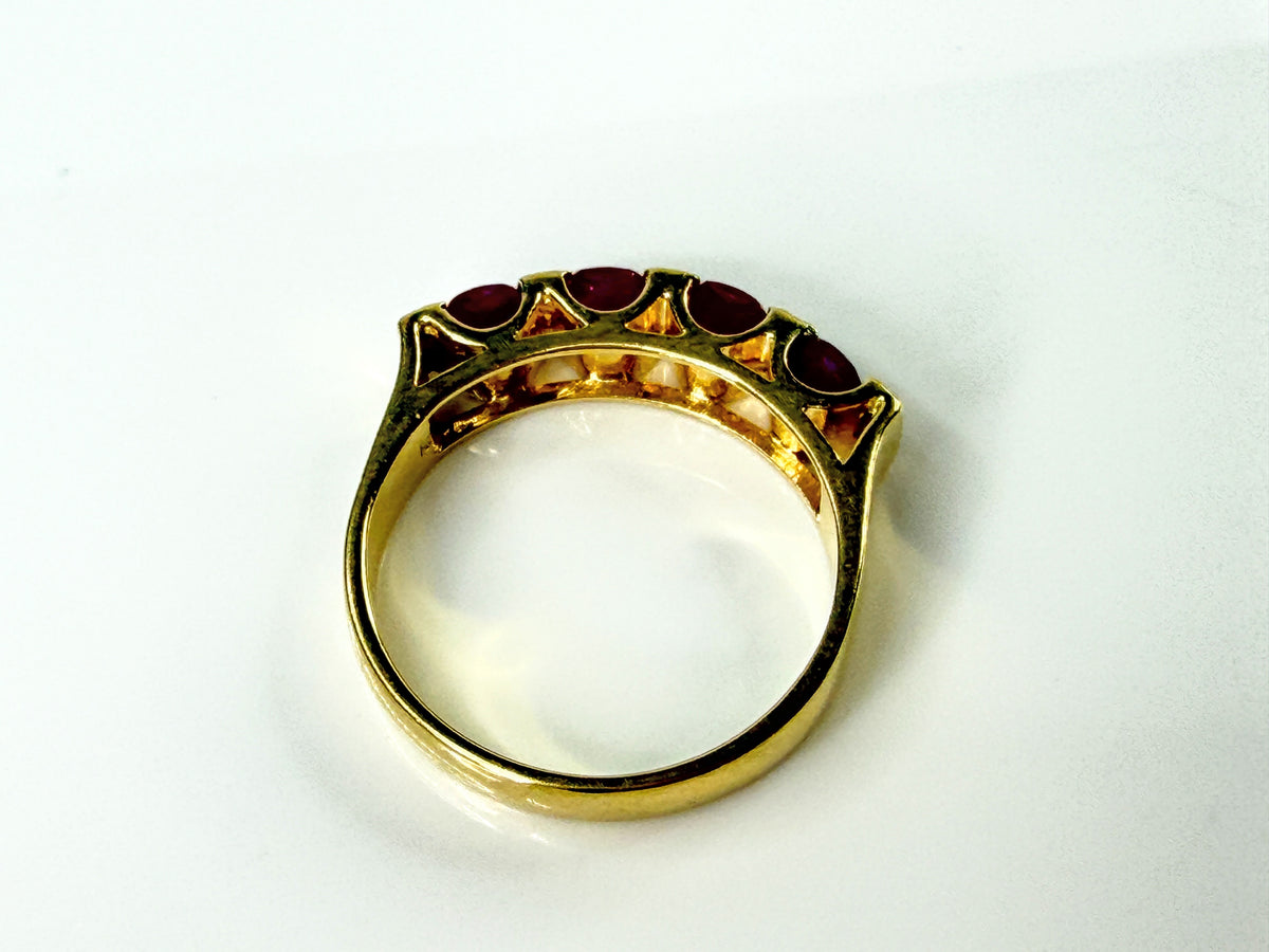 Vintage 18K gold 1.65ct Ruby Diamond Architectural Band Ring 7.3g s11.75 JR2184