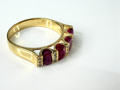 Vintage 18K gold 1.65ct Ruby Diamond Architectural Band Ring 7.3g s11.75 JR2184