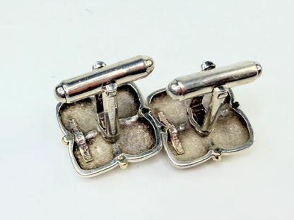 Vintage Tiffany & Co Square Cufflinks Sterling Silver 18k Yellow Gold Rope SS220