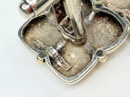 Vintage Tiffany & Co Square Cufflinks Sterling Silver 18k Yellow Gold Rope SS220