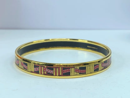 Red Hermès 10mm Narrow Enamel Bangle Costume Bracelet 8" no box GS581