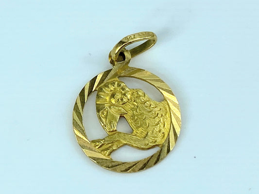 18K yellow gold Aries Zodiac charm pendant 2.5g 19.85mm J9693