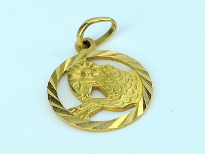 18K yellow gold Aries Zodiac charm pendant 2.5g 19.85mm J9693