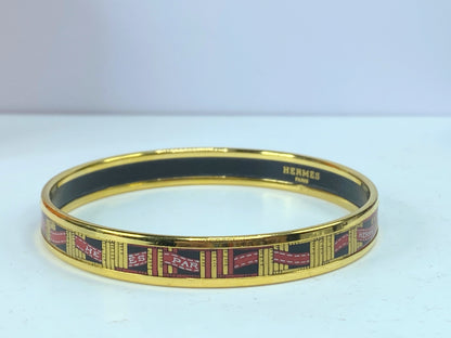 Red Hermès 10mm Narrow Enamel Bangle Costume Bracelet 8" no box GS581