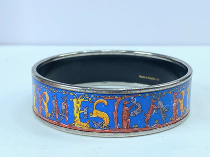 Hermès Enamel Alphabet Animaux 18.5mm Wide Bangle 7.0", no box GS582