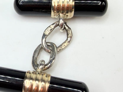 Vintage Tiffany & Co 18K Gold Sterling Onyx Bar Cufflinks SS224