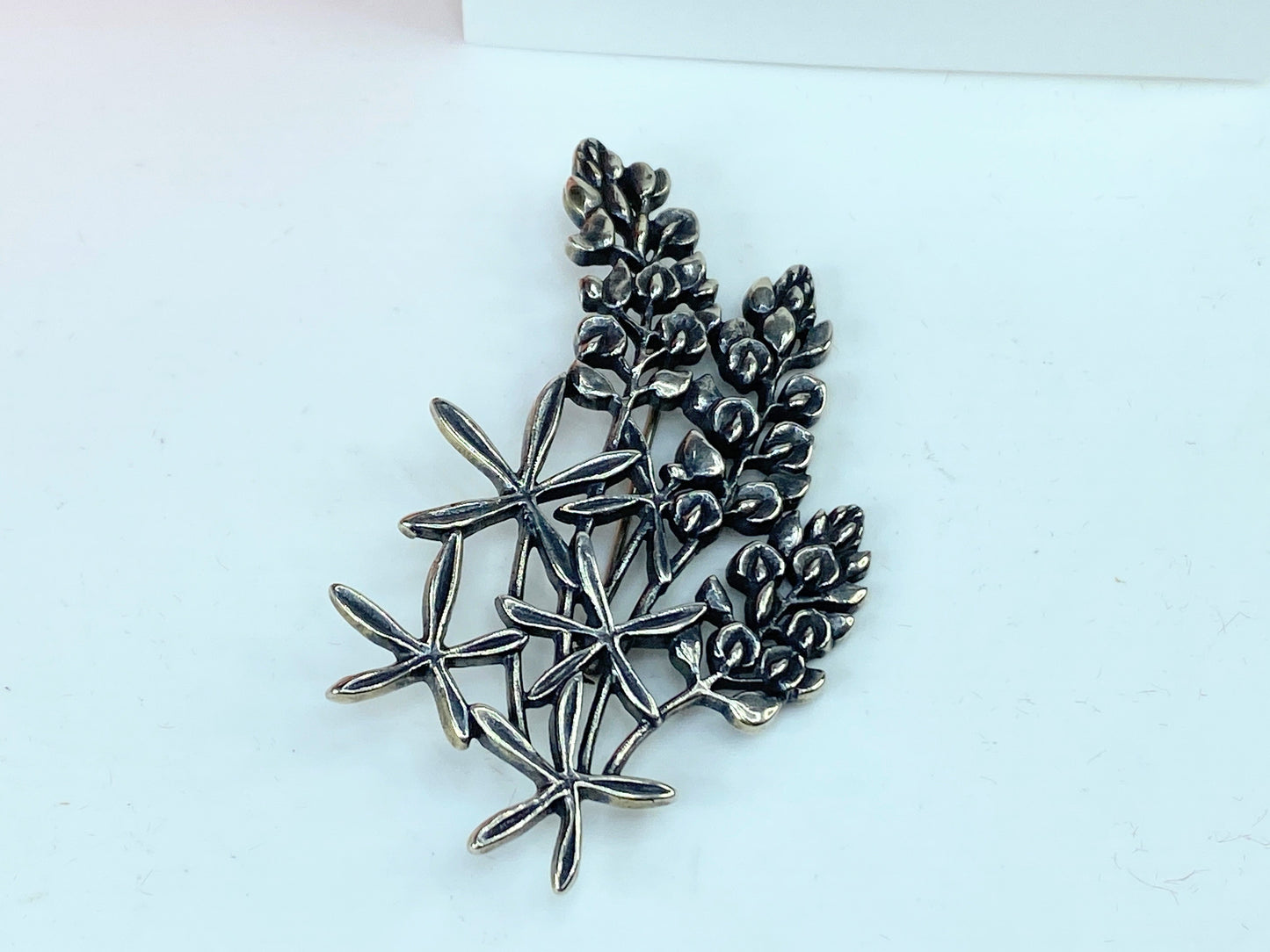 Retired James Avery Bluebonnet Flower Sterling Silver brooch 2.25" 14g JR849