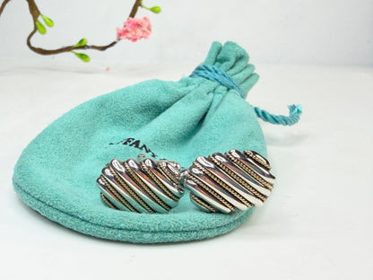 Vintage Tiffany & Co 925 750 Ribbed Rope Cufflinks SS226