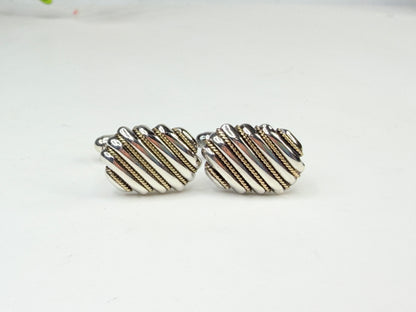 Vintage Tiffany & Co 925 750 Ribbed Rope Cufflinks SS226